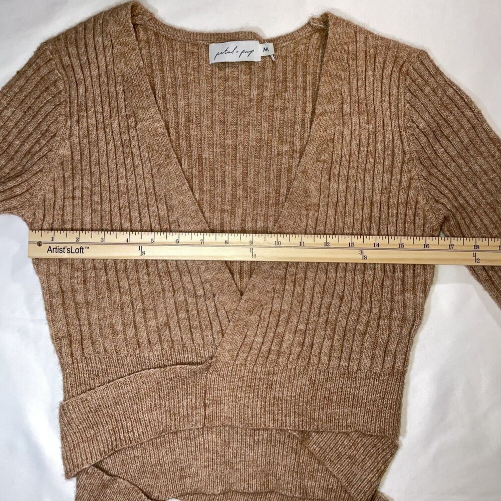 Petal & Pup - Wrap tie Knit Top Sweater Beige / Camel size Med - Picture 7 of 7